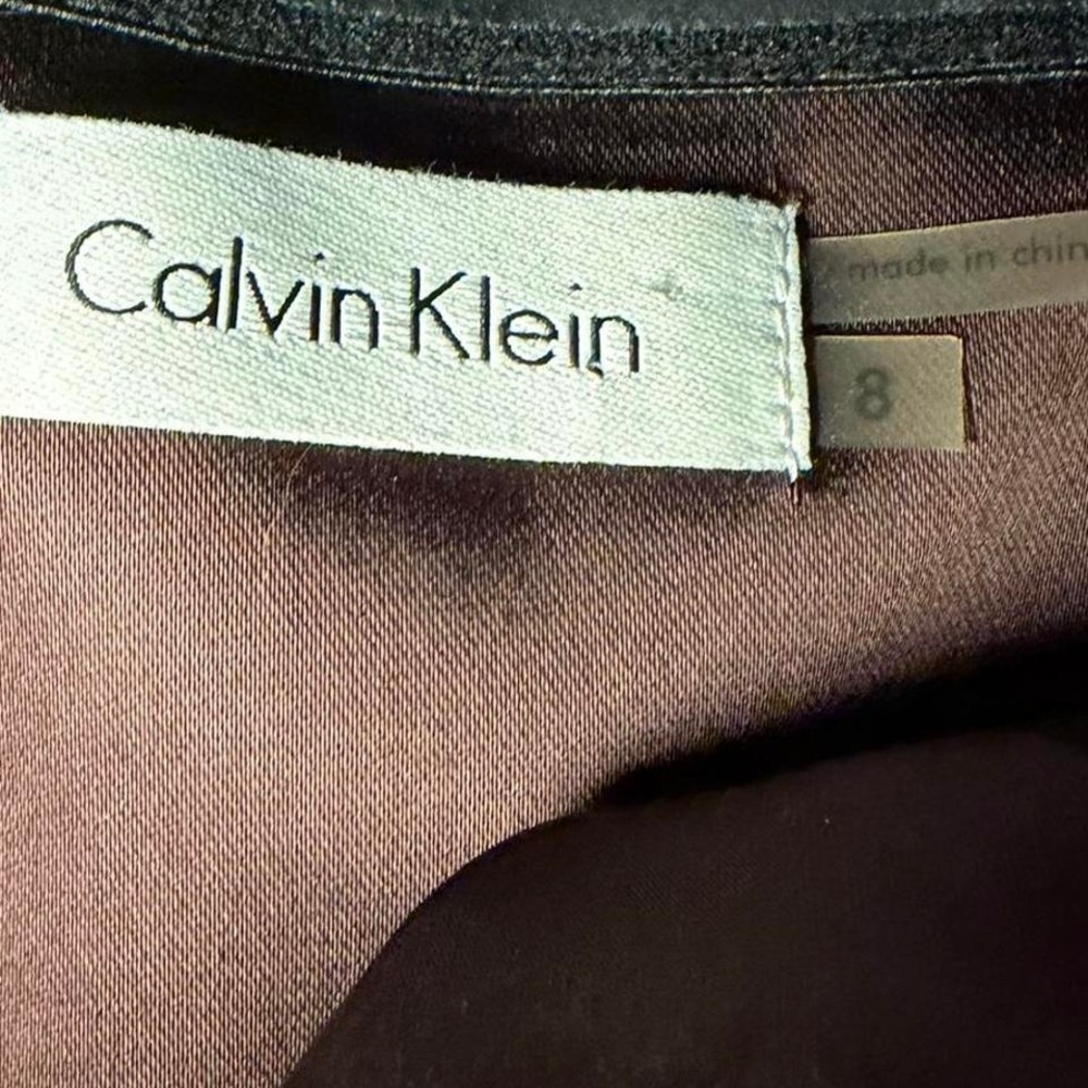 Calvin Klein Tiered Satin Mini Dress Brown 8 Cocktail Party Minimalist - Picture 3 of 9